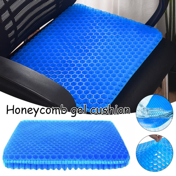Gel tryckavlastande kudde med honungskakor Design Mjuk Bekväm bilstolsmatta för hemmakontorsbil Blå 41x35x3cm