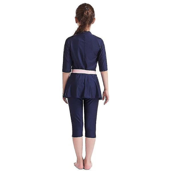 Perfekta flickor Barn Muslimska Badkläder Islamiska Badkläder Mild Hud Burkini Badkläder Strandkläder - Perfet Marinblå Navy Blue 9-10 Years