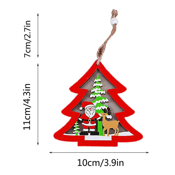 4. jul LED lys hängande prydnad julgran trä hänge heminredning