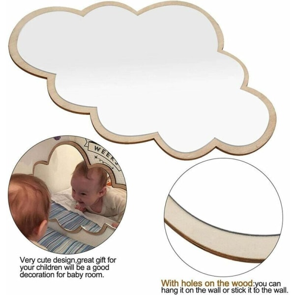 Sovrumsspegel, Cloud Akryl veggspegel, 3D-spegel for barn