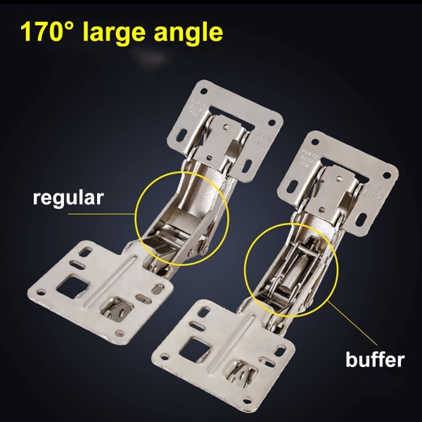 Skap Dør Hengsel Dør Hengsler 170 Grader Skap Hengsler, Usynlig Kjøkkenskap Hengsel, Vid Vinkel Dør Hengsel Sett med 2, med Buffer Demper