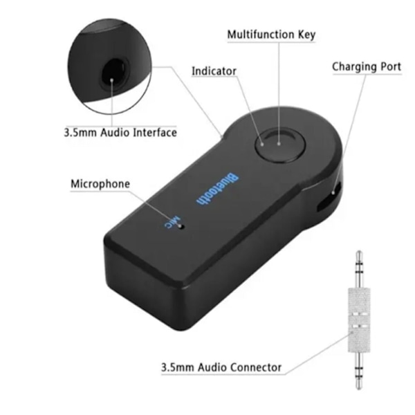 Bil Bluetooth-mottagare Musikadapter Bil Ljud Aux