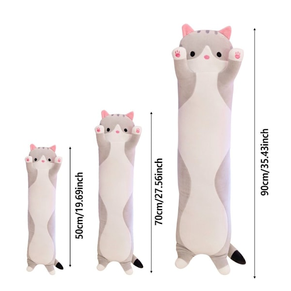 Lång kattkudde Sovkuddar GRÅ 70CM Grå(YD) Grey 70cm