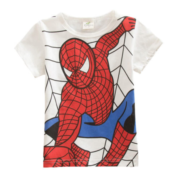 Spiderman T-skjorte Pojkar Tryckt T-skjorte med spindeltrykk for barn Vit Spiderman 130cm