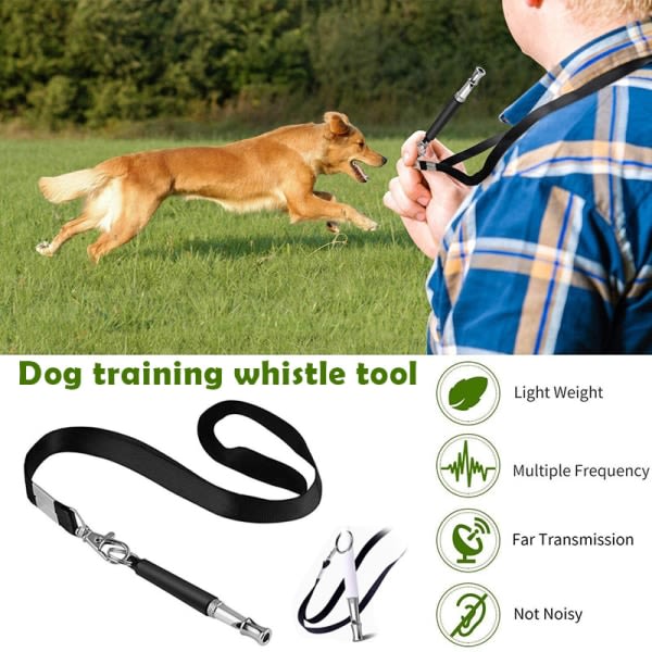 Hundvisslar Justerbar ton för att skydda skällande Professionellt träningsverktyg för hundträning med svart koppel Svart