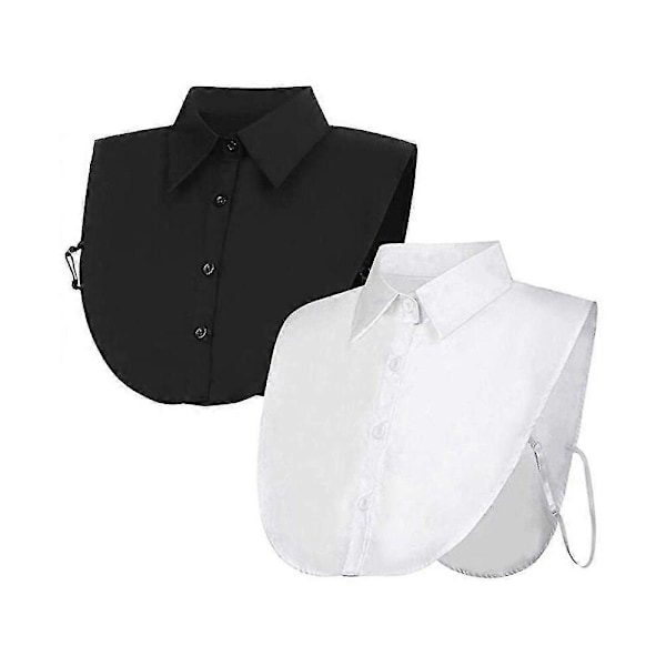 2 stk. Krageinnsats for Kvinner, Falsk Krage Avtakbar Krage Halvskjorte Bluse Krageinnsats for Kvinner (hvit + svart)