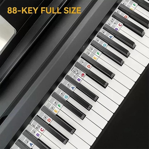 88 nycklar Återanvändbar silikonpiano Keyboard Ikke etikett Pianonoter Guidedekaler Färgglada
