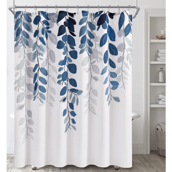 Blå duschdraperi för badrum Top Blommor akvarell