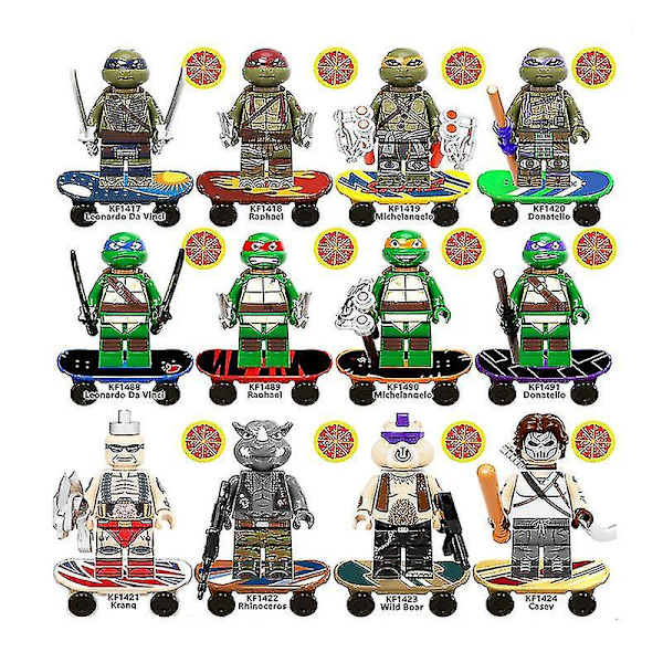12 kpl Teenage Mutant Ninja Turtles -sarjan Raphael Leonardo Michaelangelo Donatello Minifiguuri Mini Koottava Rakennuspalikka Lelu