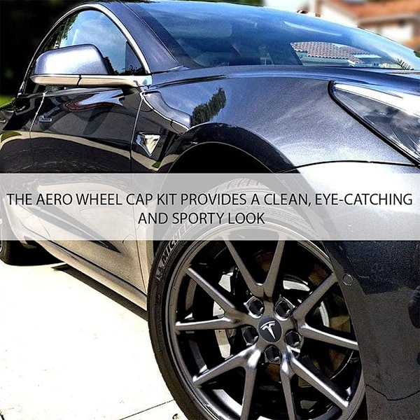 Hjulmutterbeskyttelse Modell 3 Hjulkapselsett med Tesla-logo Navkapselmutterdeksler for Tesla Model 3 Model Y (Svart)