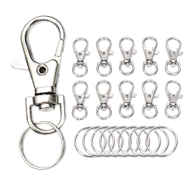 50 stk metal drejelige hummer låse clips krog med nøglering DIY
