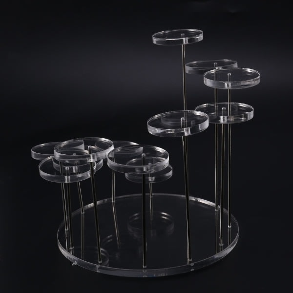 Cupcake-teline Akryyli esittelyteline koruille/kakkujälkiruokateline hääsynttäreiden koristeluun läpinäkyvä