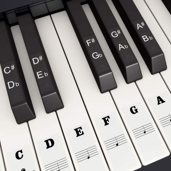 Klaver keyboard klistermærker til 49/54/61/88 hvide og sorte tangenter, elektroniske musik keyboard klistermærker