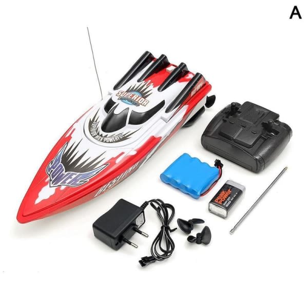 Rc Boat 30 Km/t High Speed ​​Racing Opladningsbara batterier Remot röd one-size