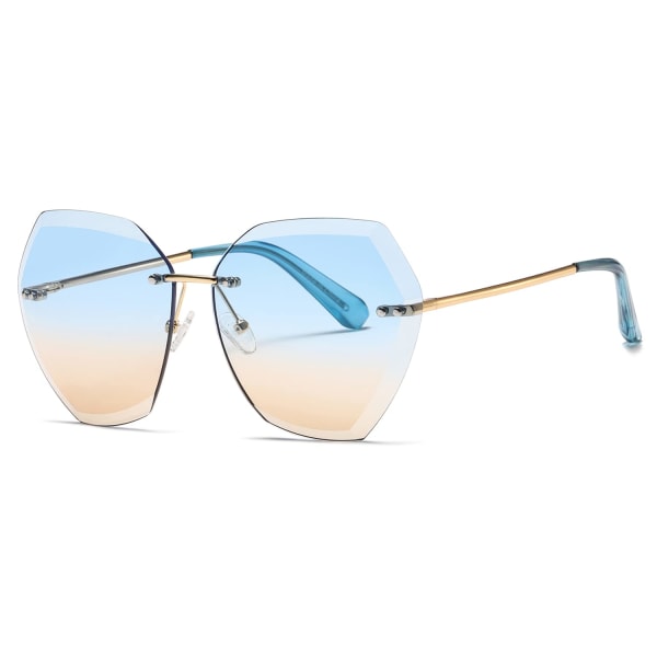 Solglasögon för kvinnor Oversized båglös diamantskärande lins solglasögon AE0534