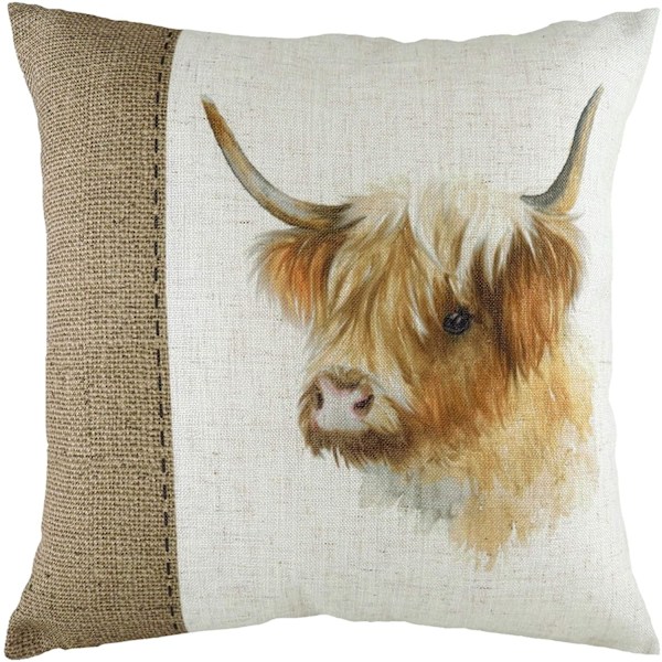 Evans Lichfield Hessian Highland Cow Putetrekk One Size Hvit/Brun/Oransje