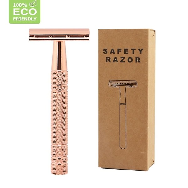 Rose Gold Razor Classic Double Edge Partaveitset Miesten Parranajo Naisten Karvanpoisto Ilmainen 10 Partakoneen terää Hopea