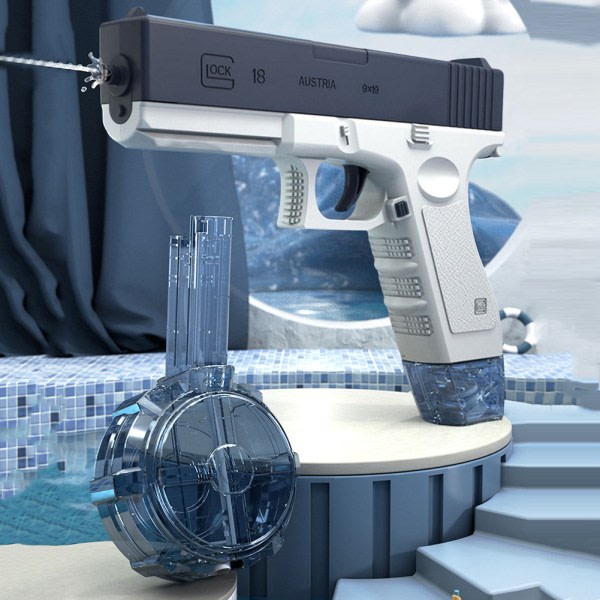 Elektrisk vannpistol Glock Automatiska vattenblåsare Barnbadleksaker Strandleksaker Blå
