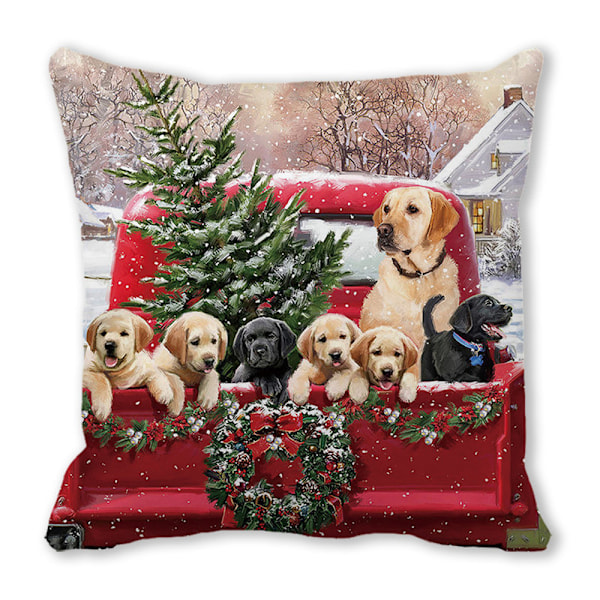 Julörngott 45x45cm Kuddfodral Vinter Juldekorationer för Hem Träd Hjort Soffa Kuddfodral E