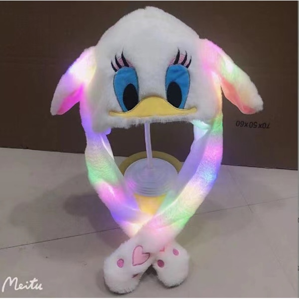 Plush og varm kaninlue med LED-lys, hoppende lue Luminous White Rabbit Hat