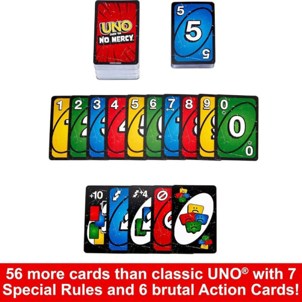 UNO kortspel UNO Show'em No Mercy kortspel 168 kort for familiens nattresor