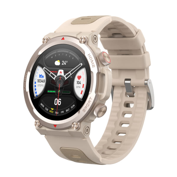 Smart klocka med tvåfärgat band med rund skärm, lätt tunn anti-scratch för sport och fitness Starlight Silver