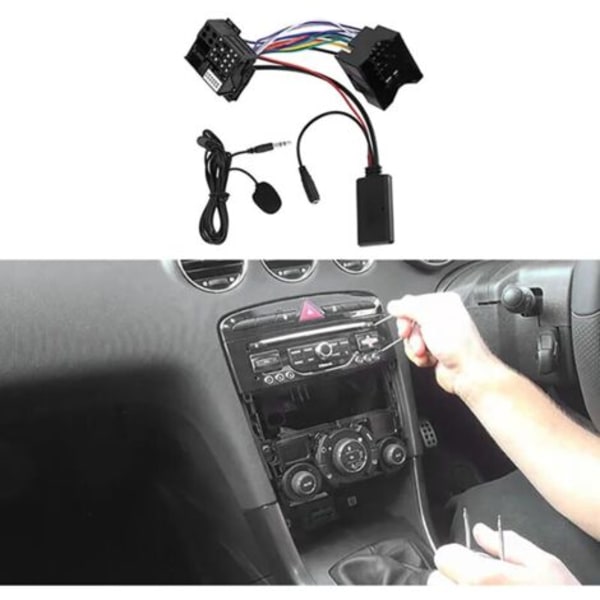 Auton Bluetooth 5.0 Aux-kaapeli Handsfree-mikrofoni Matkapuhelin Ilmainen puheluadapteri Peugeot Citroen C2 C5 RD4 Käytännöllinen,