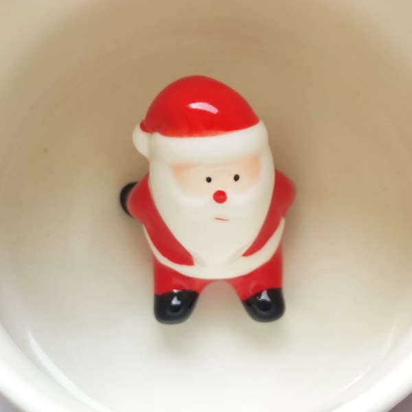 3D Julenissen kaffekrus, søt håndlaget keramisk te Cu
