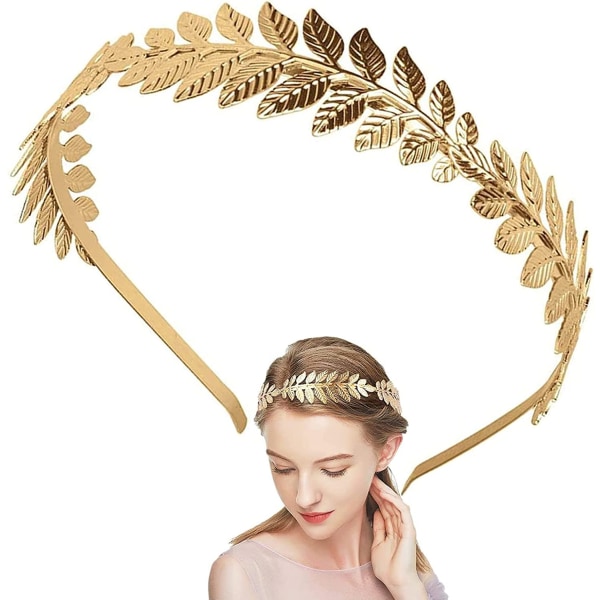 Löv Pannband, Mode Gold Leaf Pannband Tiara Vintage Roman Goddess Leaf Brudhår Krongren för bröllop, fest, dansfest, modevisning