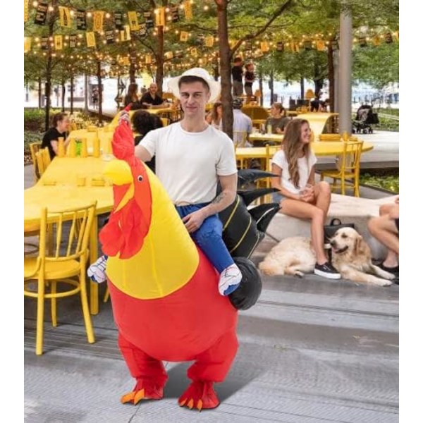 Oppustelig Dragt Oppustelig Kyllingedragt til Fest Halloween Jul Cosplay Voksenstørrelse F&Q voksen adult plain red