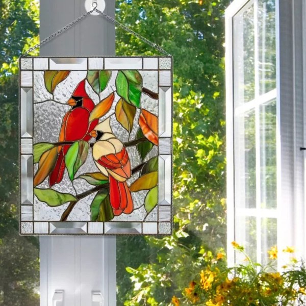 Spring Bird Sun Catcher målad hängande prydnad i akryl för fönsterveranda A