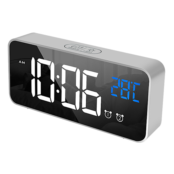 Digital väckarklocka, LED-spegel elektronisk klocka, skrivbordsklocka
