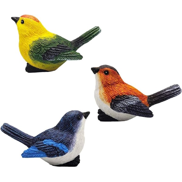 3 st Miniatyrfågel Dekorativa figurer Trädgårdsstaty Fåglar Figurer Dekor Minifågelfigurer Djurmodell Leksaker Tårta Topper Blomkrukor Växtprydnad