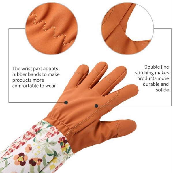 Trädgårdshandskar i roséläder för kvinnor Förlängda professionella handskar Trädgårdsbeskärning (röd)