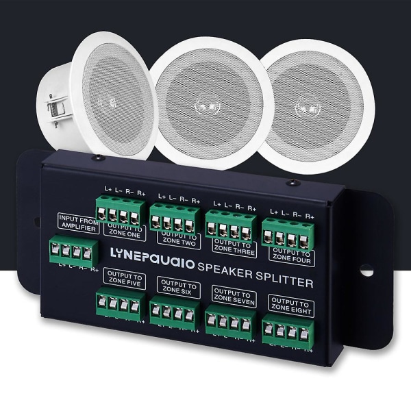 Lynepauaio 1 In 8 Out Højttalervælger Switch Audio Signal Switcher Power Amplifier Audio Receiver Splitter Box 8-zone lydkilde Signaldistribution