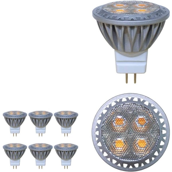 MR11 GU4 LED-spotlight Pære 3W 12 Volt Ultra Bright Tilsvarer 35W Halogen Pære 280LM 30° Strålevinkel Cool White 6000K 6 Pack