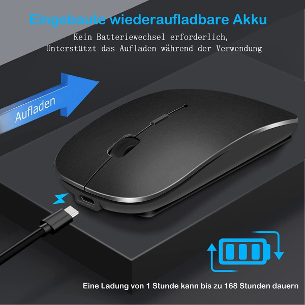 Bluetooth-mus, genopladelig letvægts trådløs mus