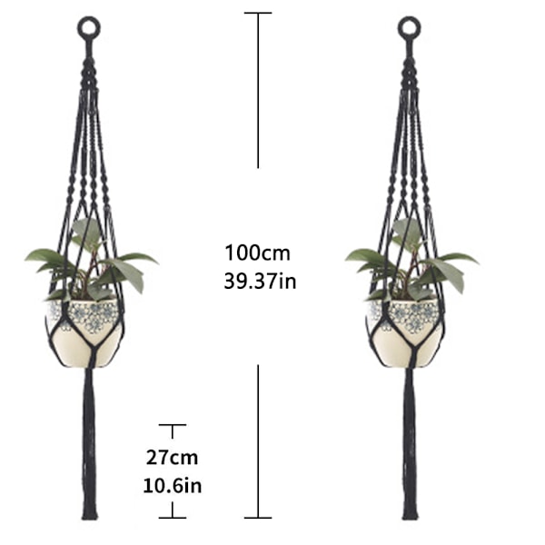 2 stk Macrame plante henger hengende planter kurv, stil 4