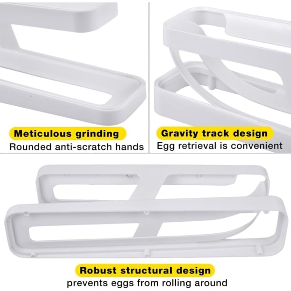 Ägghållare Kylskåp Äggbricka, Organizer, Automatisk rullande ägghållare 2 lager Automatisk rullande äggautomat Äggautomat Äggförvaring