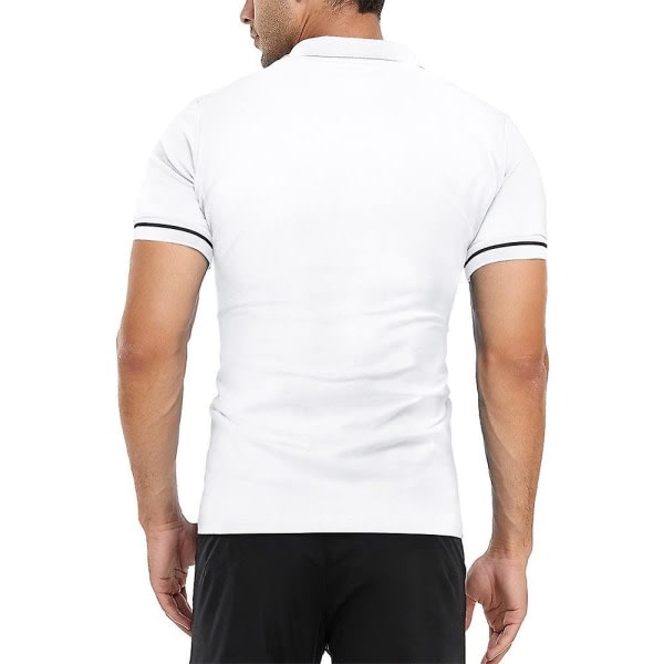 Herretrøjer med V-hals-poloskjorte med lynlås Sommer-afslappet golfskjorter Hvid S