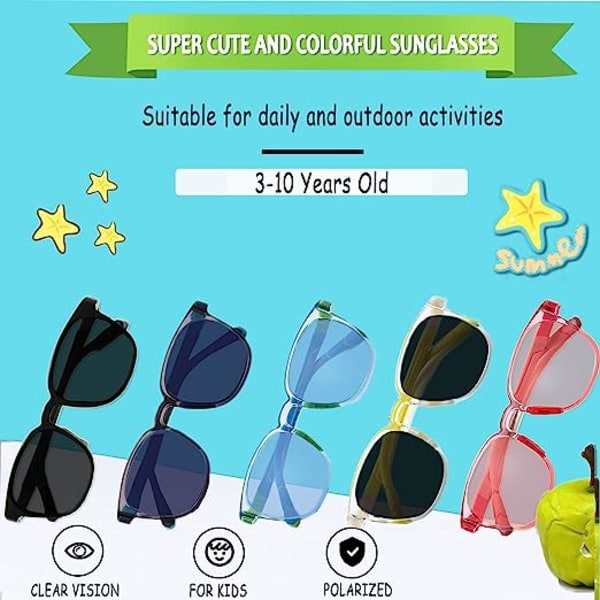Skidsolglasögon för barn Polarized - Barnsolglasögon flexibel båge för pojkar Toddler 3-8 år (grön)
