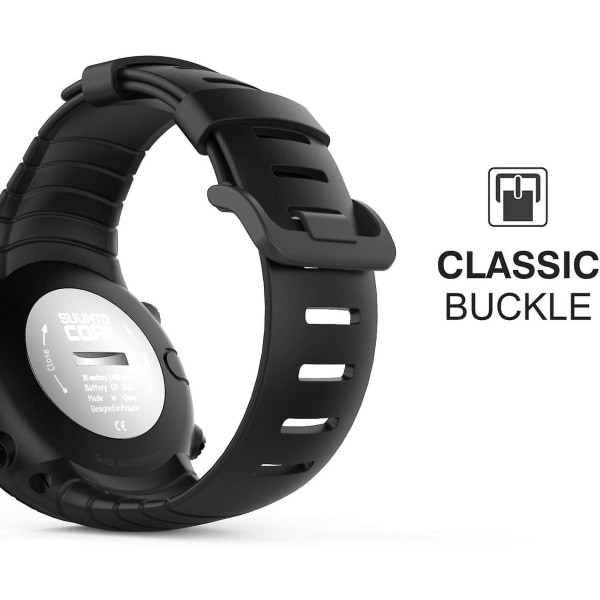 Suunto Core-rem, Silikonrem med metallspänne och svart spänne för Suunto Core Smartwatch, passar 140 mm-230 mm remmar.
