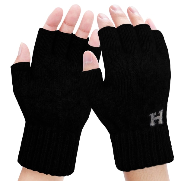 Winter Fingerless Gloves - Knit Fingerless (musta)