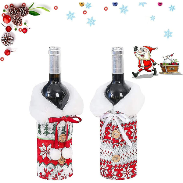 Julvinflaskskydd, 2 st Julvinflaskskydd, Juldekorationspåsar för flaskor, Julvinspresentpåsar, for att klä upp vin