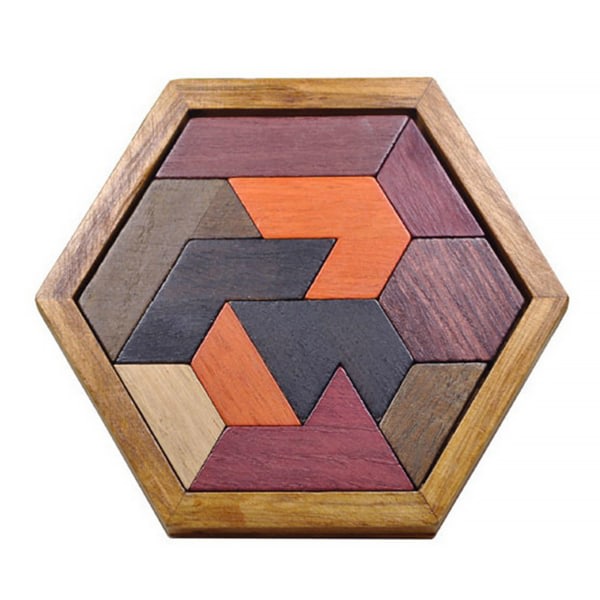 Hexagon specialformad träpussel Hånd-öga-koordination Tågleksak Barnfest gynnar leksaker Klassisk farve