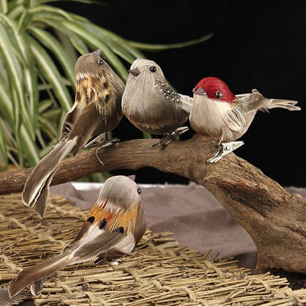 Simulerad sparvprydnad Realistiskt skumfåglar Hantverk Dekorativa rekvisita för hemträdgård 12 i en låda