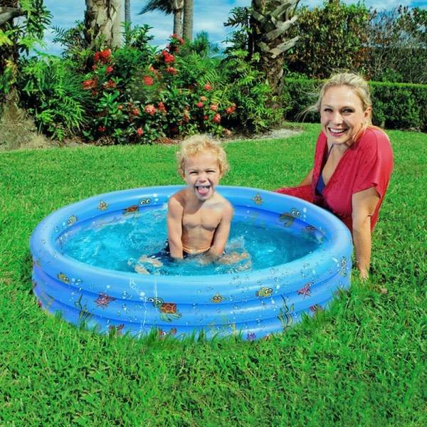 Uppblåsbar uima-allas Uppblåsbar badkar Uppblåsbar barnpool Förtjockad tecknad rund uppblåsbar allas (100 cm) Uppblåsbar trädgårdspool