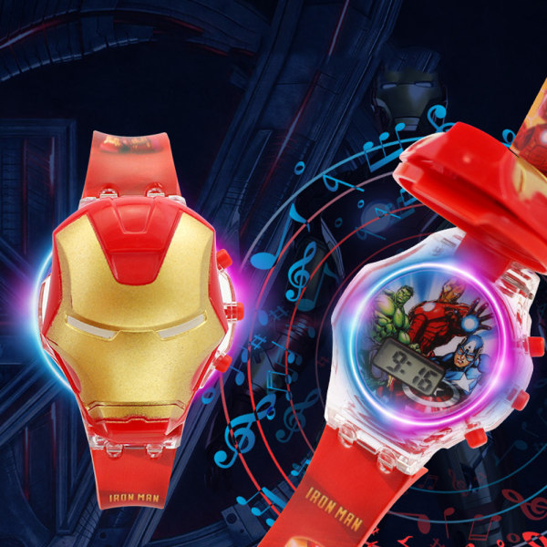 Avengers Superhero -valaiseva vilkkuva valokello iron Man