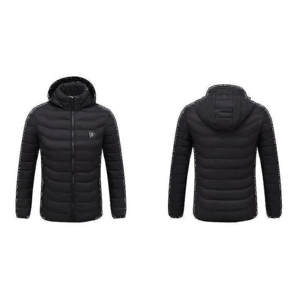 Lämmitettävä takki, Talviulkon lämmin sähkölämmitystakki, 8 lämmitysaluetta Musta M