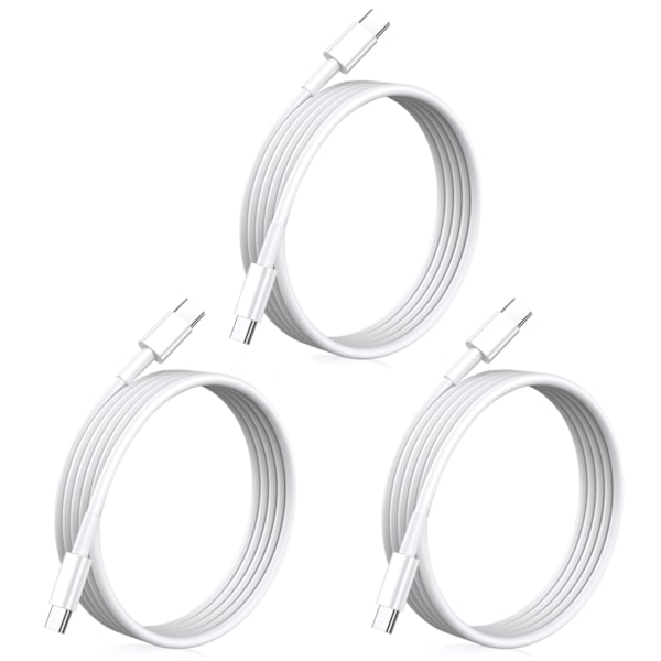 3-pack 2m USB-C-kabel för laddning och dataöverföring iPhone 16, 15 iPad Mac Vit Vit White 3-PACK 2M laddkabel